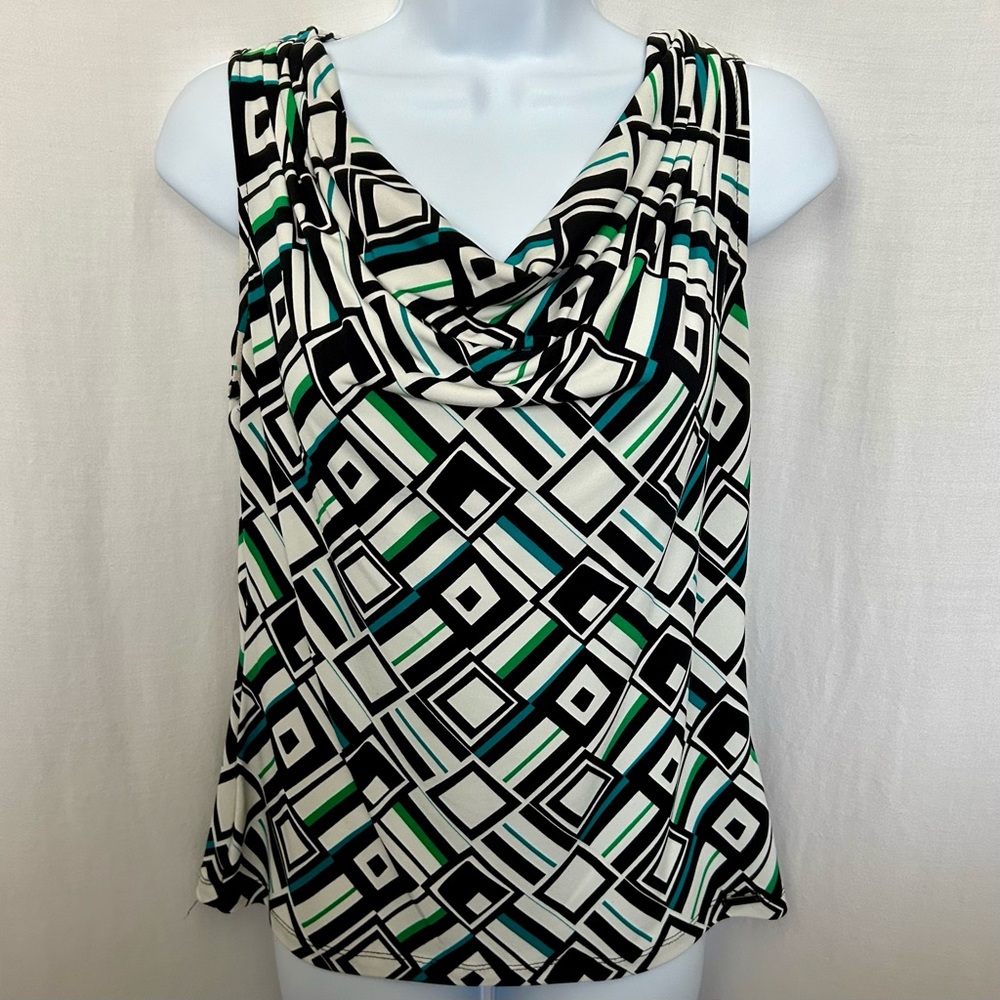 Calvin Klein Geometric Cowl Neck Sleeveless Top Size PM